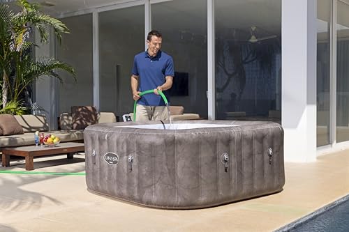 Bestway® Lay-Z-SPA® Energiespar-Whirlpool Rome AirJet™ mit App-Steuerung + integrierter UltraFit™ -Pumpeneinheit, für 6 Personen 180 x 180 x 71 cm, Marmor-Optik (Braun)