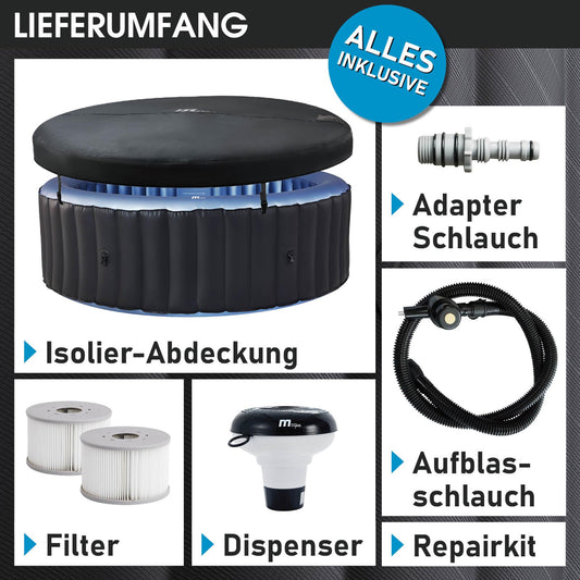 BRAST MSpa Whirlpool 4-8 Pers., Ø125-224 cm, bis 144 Düsen, Aufblasbar, In/Outdoor