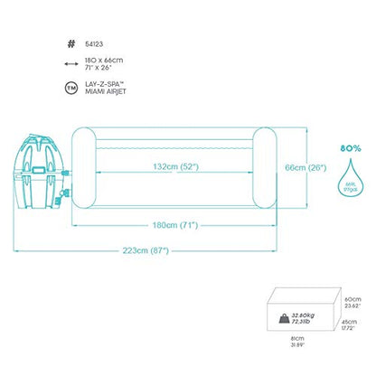Bestway Lay-Z-Spa Miami Whirlpool 4 Pers., rund 180x66 cm, Aufblasbar
