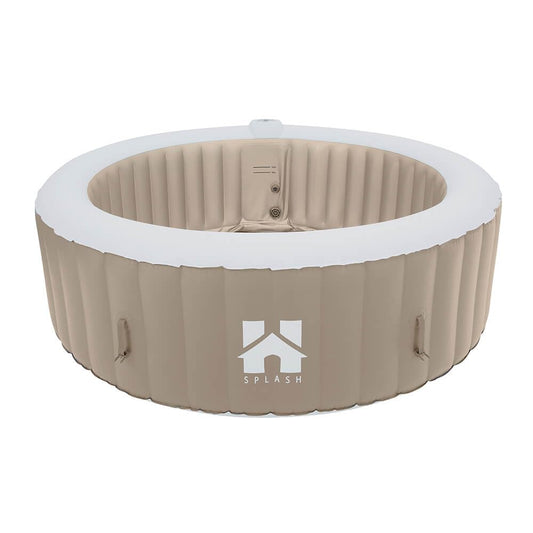 Home Deluxe Outdoor Whirlpool 6 Pers., ⌀208 cm, 130 Düsen, Beige, inkl. Zubehör