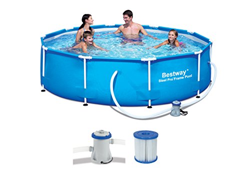 Bestway Steel Pro Frame Pool 305x76 cm, Stahlrahmen, Filterpumpe & Zubehör