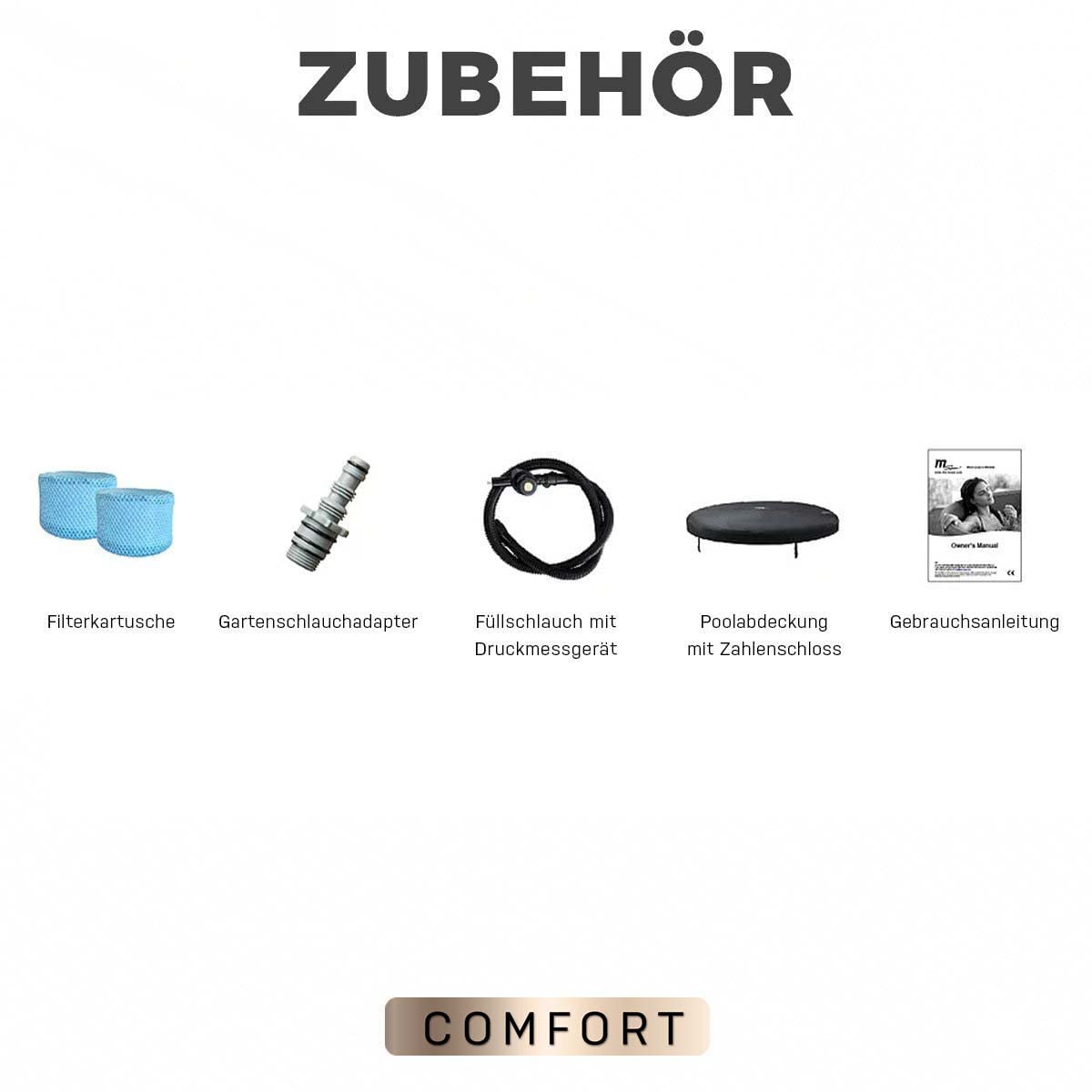 Miweba MSpa Bergen Whirlpool 6 Pers., Ø204 cm, 1429 L, 138 Düsen, Aufblasbar