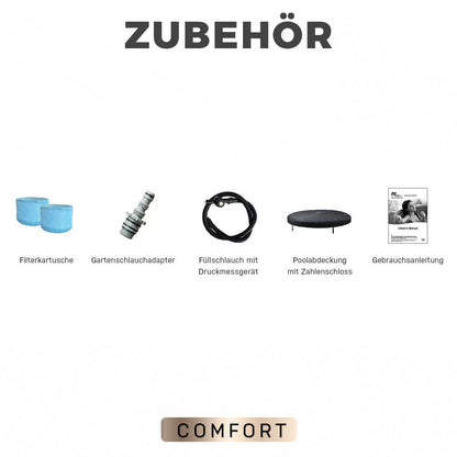 Miweba MSpa Bergen Whirlpool 6 Pers., Ø204 cm, 1429 L, 138 Düsen, Aufblasbar