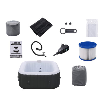 Arebos Aufblasbarer Spa 4 Pers., 154x154 cm, 100 Düsen, 600 L, Heizung