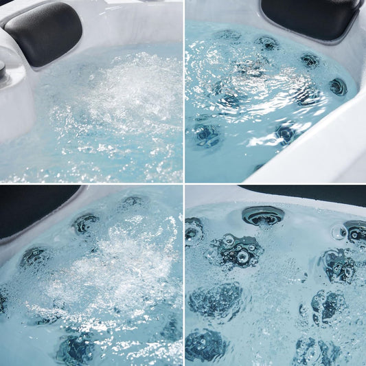 Luxus Outdoor Whirlpool Berlin 2–3 Pers., 210x160 cm, 31 Düsen, Heizung, LED, Treppe