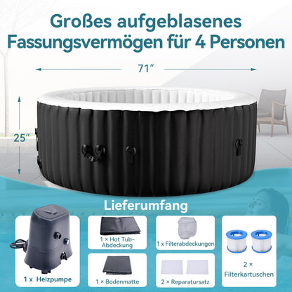 Obqer Hot Tub 4 Pers., 799 L, 120 Düsen, 2400 W, Aufblasbar, Winterfest