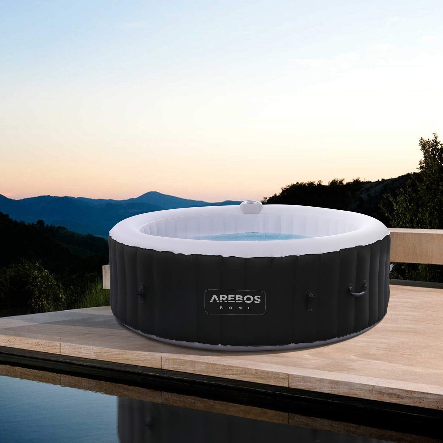 Arebos Whirlpool 6 Pers., ⌀208 cm, 130 Düsen, 1000 L, Heizung, Aufblasbar