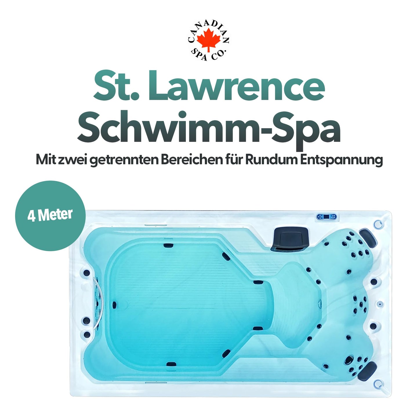 CANADIAN SPA St. Lawrence Swim Spa 4 m, 5 Pers., LED, Lautsprecher, Winterfest