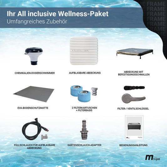 Miweba MSpa Tribeca Whirlpool 6 Pers., 160x160 cm, 120 Düsen, App, Winterfest