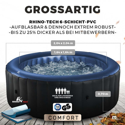 Miweba MSpa Bergen Whirlpool 6 Pers., Ø204 cm, 1429 L, 138 Düsen, Aufblasbar