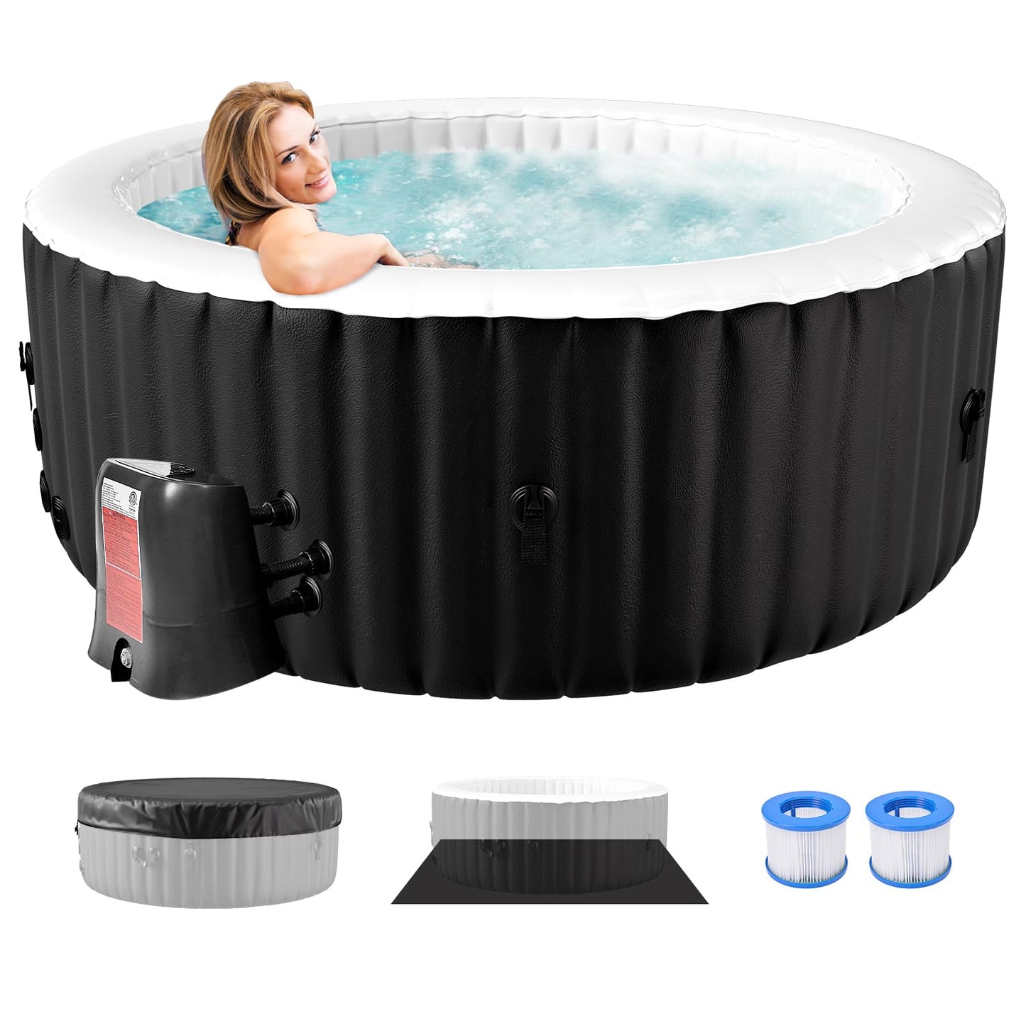 Obqer Hot Tub 4 Pers., 799 L, 120 Düsen, 2400 W, Aufblasbar, Winterfest