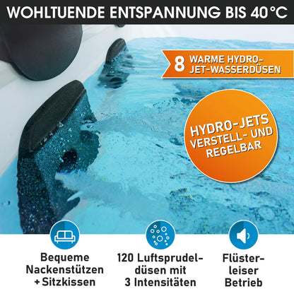 BRAST MSpa Oslo Whirlpool 6 Pers., 160x160 cm, 120 Düsen, LED, Winterfest