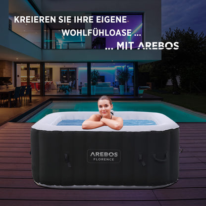 Arebos Aufblasbarer Spa 4 Pers., 154x154 cm, 100 Düsen, 600 L, Heizung