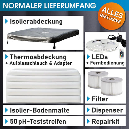 BRAST MSpa Oslo Plus XXL 6 Pers., 180x180 cm, 140 Düsen, LED, Winterfest