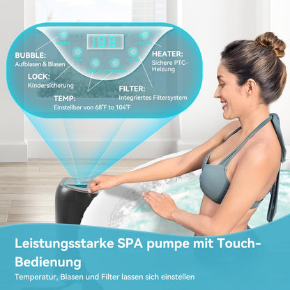 Obqer Hot Tub 4 Pers., 799 L, 120 Düsen, 2400 W, Aufblasbar, Winterfest