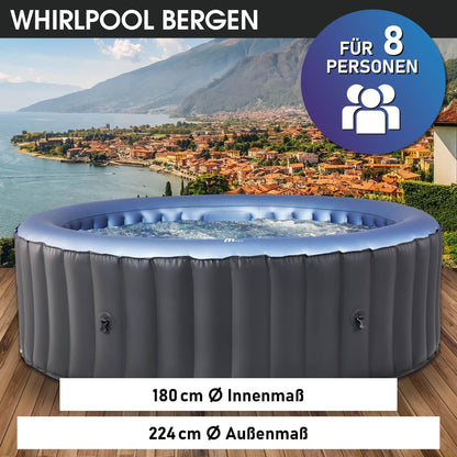 BRAST MSpa Whirlpool 4-8 Pers., Ø125-224 cm, bis 144 Düsen, Aufblasbar, In/Outdoor