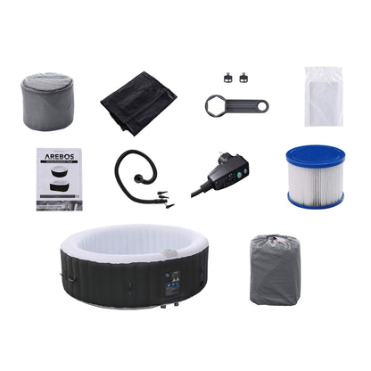 Arebos Whirlpool 6 Pers., ⌀208 cm, 130 Düsen, 1000 L, Heizung, Aufblasbar