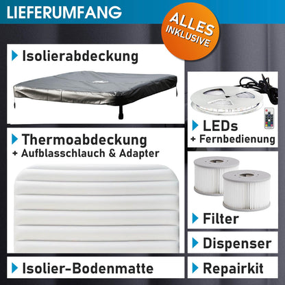 BRAST MSpa Oslo Whirlpool 6 Pers., 160x160 cm, 120 Düsen, LED, Winterfest