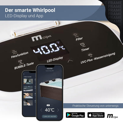 Miweba MSpa Tribeca Whirlpool 6 Pers., 160x160 cm, 120 Düsen, App, Winterfest