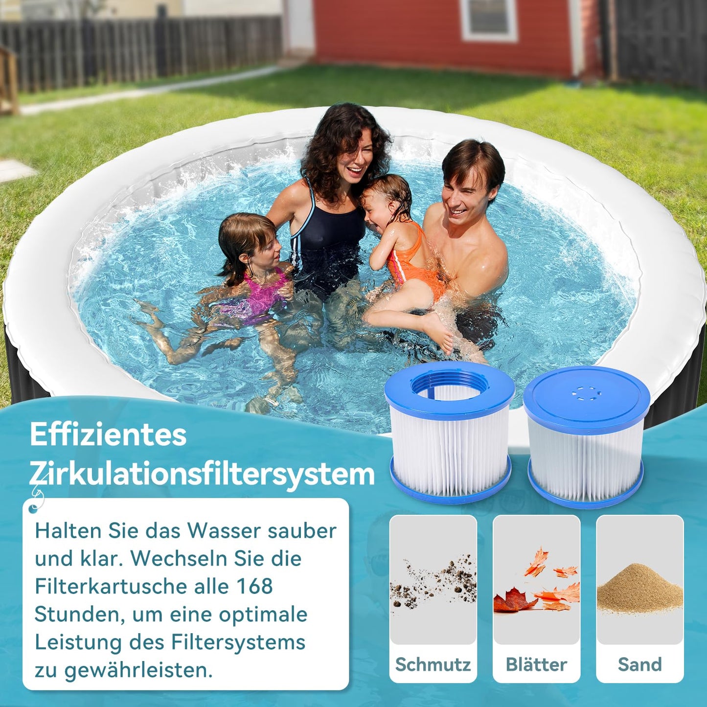 Obqer Hot Tub 4 Pers., 799 L, 120 Düsen, 2400 W, Aufblasbar, Winterfest