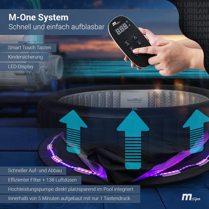 Miweba MSpa Whirlpool Outdoor | Aurora mit LED Beleuchtung - 6 Personen Pool aufblasbar - UVC+ Wasserreinigung - Spa ⌀ 204.0 cm - Aufstellpool mit Fernbedienung - Hot Tub - Aufblasbarer Whirlpool