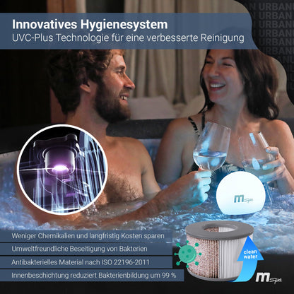 Miweba MSpa Whirlpool Outdoor | Aurora mit LED Beleuchtung - 6 Personen Pool aufblasbar - UVC+ Wasserreinigung - Spa ⌀ 204.0 cm - Aufstellpool mit Fernbedienung - Hot Tub - Aufblasbarer Whirlpool