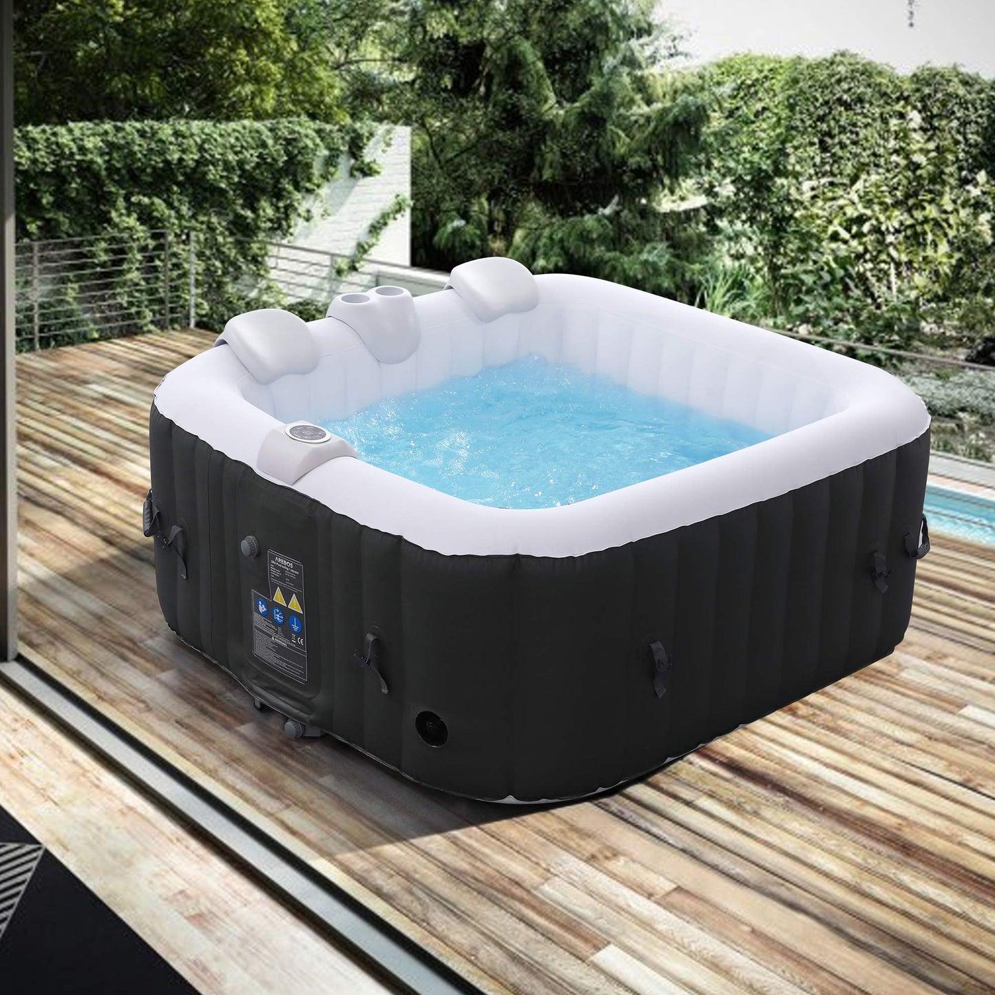Arebos Aufblasbarer Spa 4 Pers., 154x154 cm, 100 Düsen, 600 L, Heizung