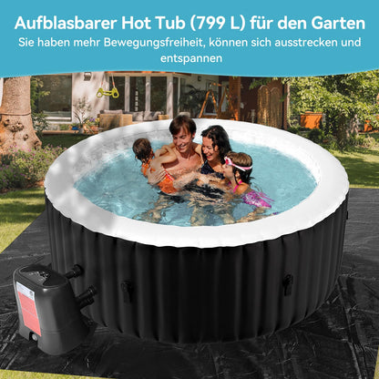 Obqer Hot Tub 4 Pers., 799 L, 120 Düsen, 2400 W, Aufblasbar, Winterfest