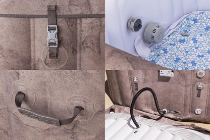 Bestway® Lay-Z-SPA® Energiespar-Whirlpool Rome AirJet™ mit App-Steuerung + integrierter UltraFit™ -Pumpeneinheit, für 6 Personen 180 x 180 x 71 cm, Marmor-Optik (Braun)