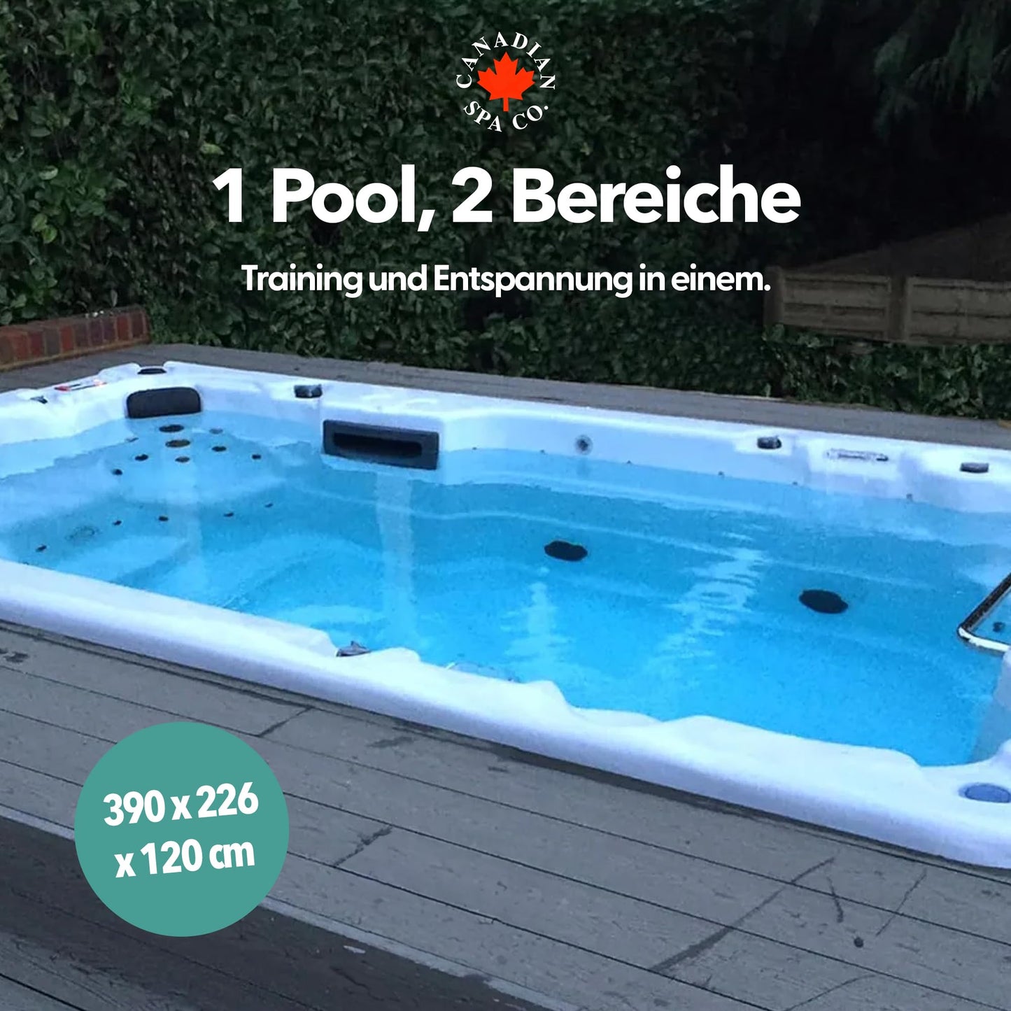 CANADIAN SPA St. Lawrence Swim Spa 4 m, 5 Pers., LED, Lautsprecher, Winterfest