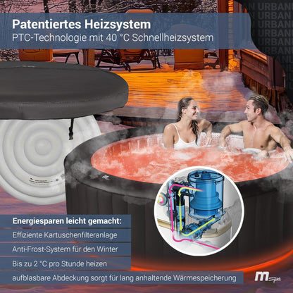Miweba MSpa Whirlpool Outdoor | Aurora mit LED Beleuchtung - 6 Personen Pool aufblasbar - UVC+ Wasserreinigung - Spa ⌀ 204.0 cm - Aufstellpool mit Fernbedienung - Hot Tub - Aufblasbarer Whirlpool