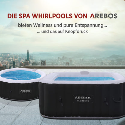 Arebos Aufblasbarer Spa 4 Pers., 154x154 cm, 100 Düsen, 600 L, Heizung