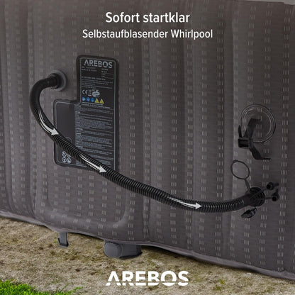 Arebos Spa Whirlpool 6 Pers., 185x185 cm, 130 Düsen, 910 L, Heizung, Aufblasbar