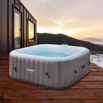 Arebos Spa Whirlpool 6 Pers., 185x185 cm, 130 Düsen, 910 L, Heizung, Aufblasbar
