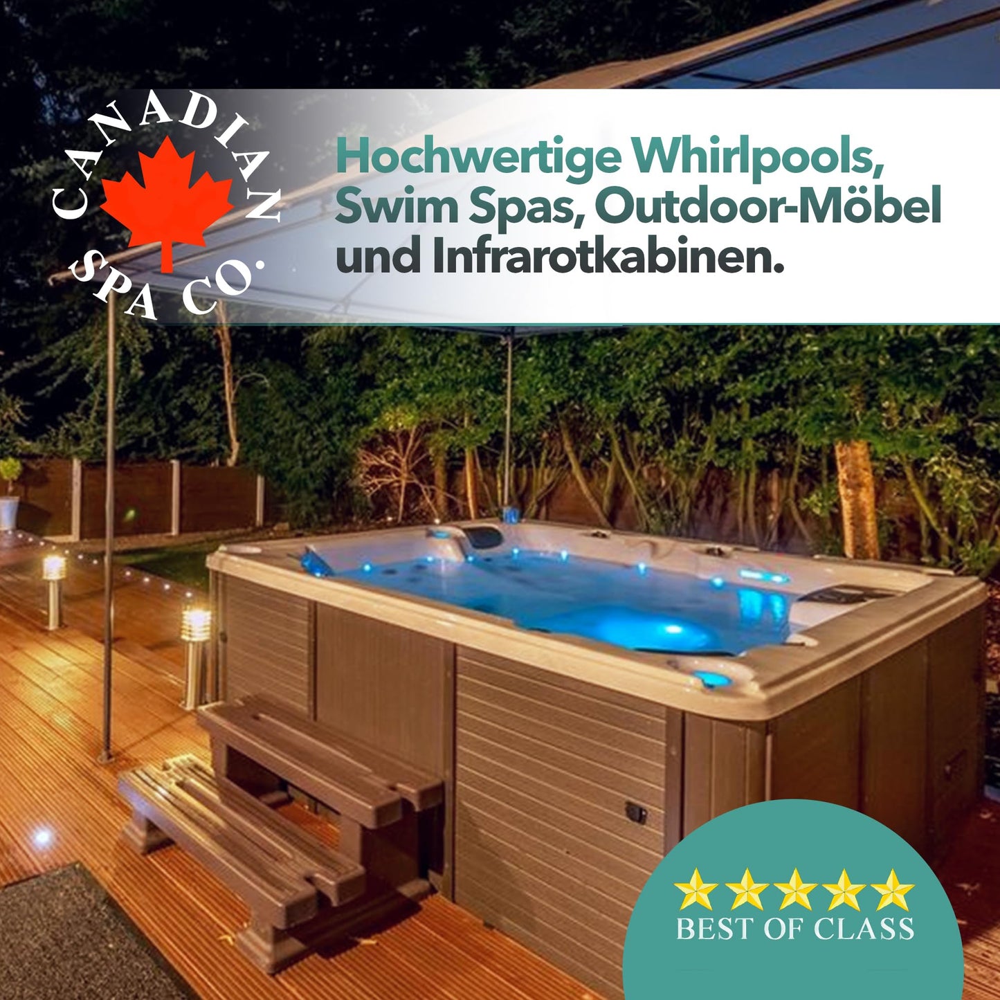 CANADIAN SPA St. Lawrence Swim Spa 4 m, 5 Pers., LED, Lautsprecher, Winterfest