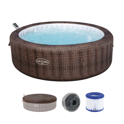 Bestway Lay-Z-SPA Bali AirJet Whirlpool 7 Pers., Ø216x71 cm, Rattan, App & Pumpe
