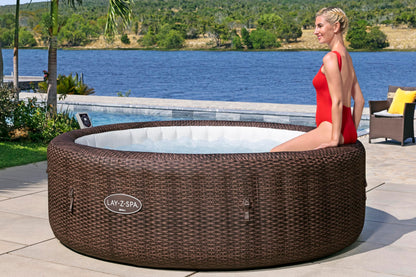 Bestway Lay-Z-SPA Bali AirJet Whirlpool 7 Pers., Ø216x71 cm, Rattan, App & Pumpe