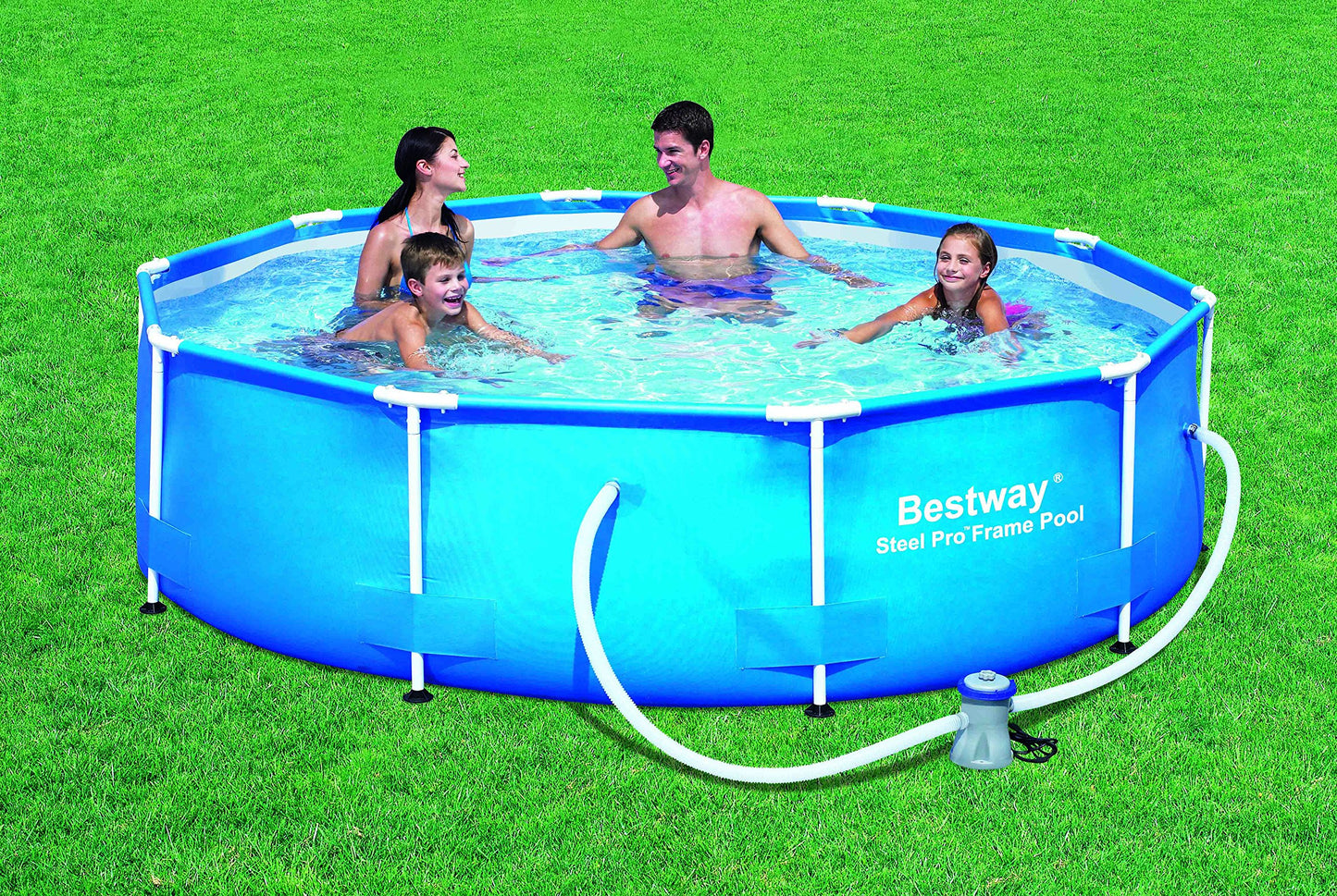 Bestway Steel Pro Frame Pool 305x76 cm, Stahlrahmen, Filterpumpe & Zubehör